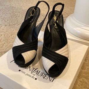 Yvessaint Laurent rive gauche black and white shoes size 37